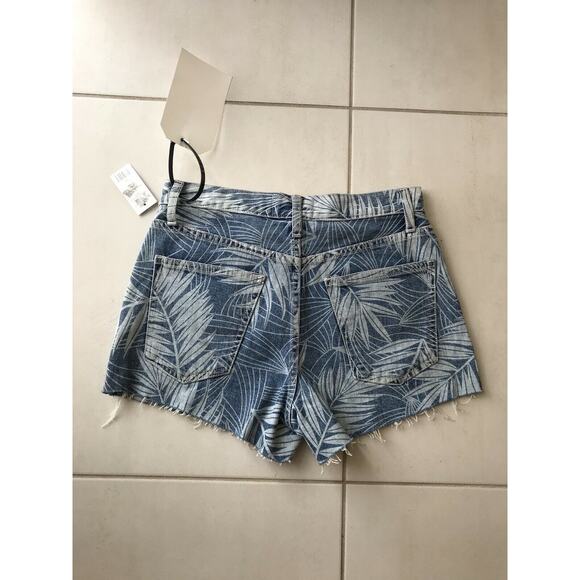 Current/Elliott Print Ultra High Waist Cut Off Denim Shorts - Picture 6 of 9